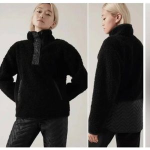 NWT Athleta Black Cozy Sherpa Snap Sweatshirt Size Medium Quilted